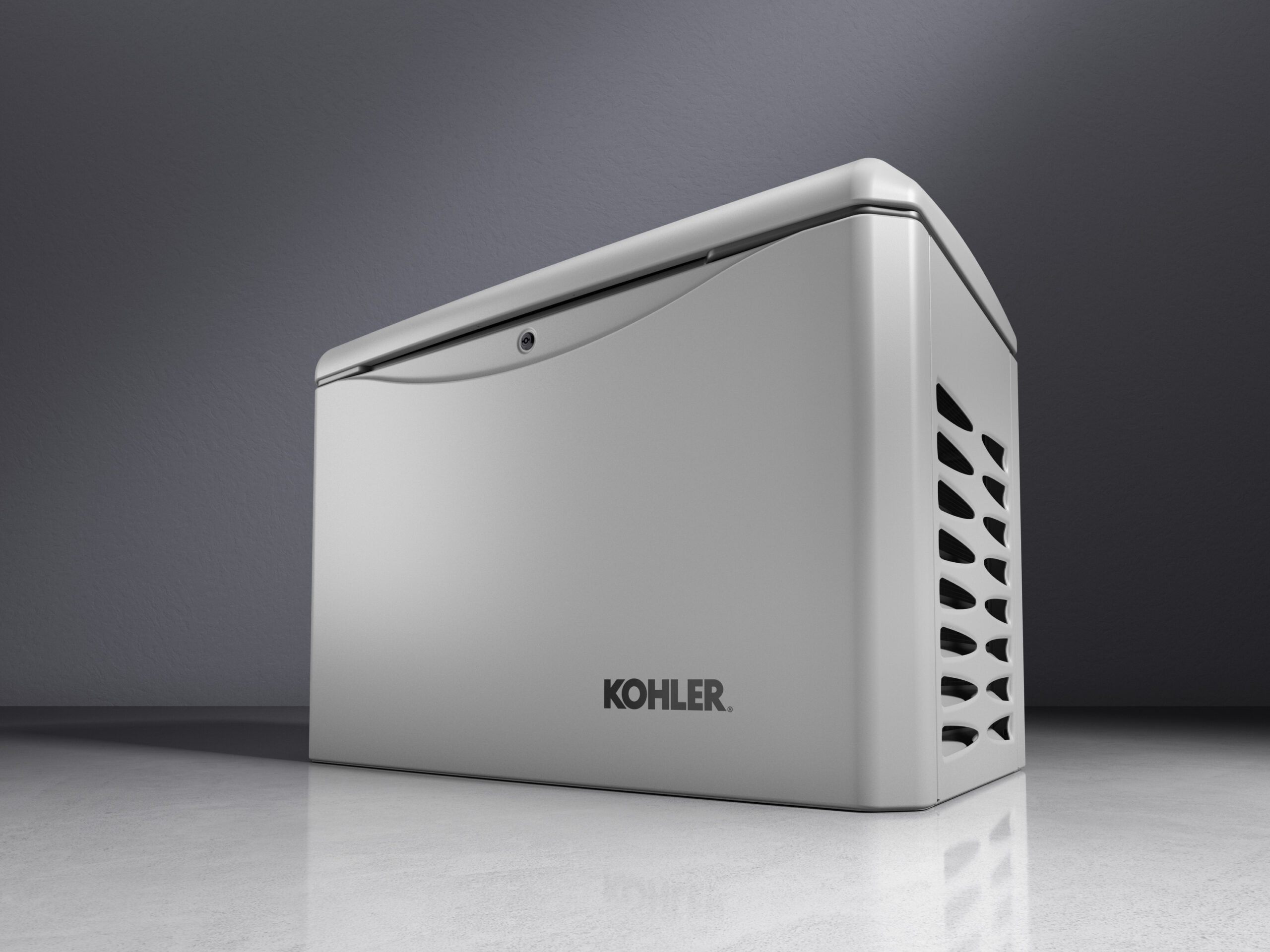 Clean, close-up shot of a new Kohler generator